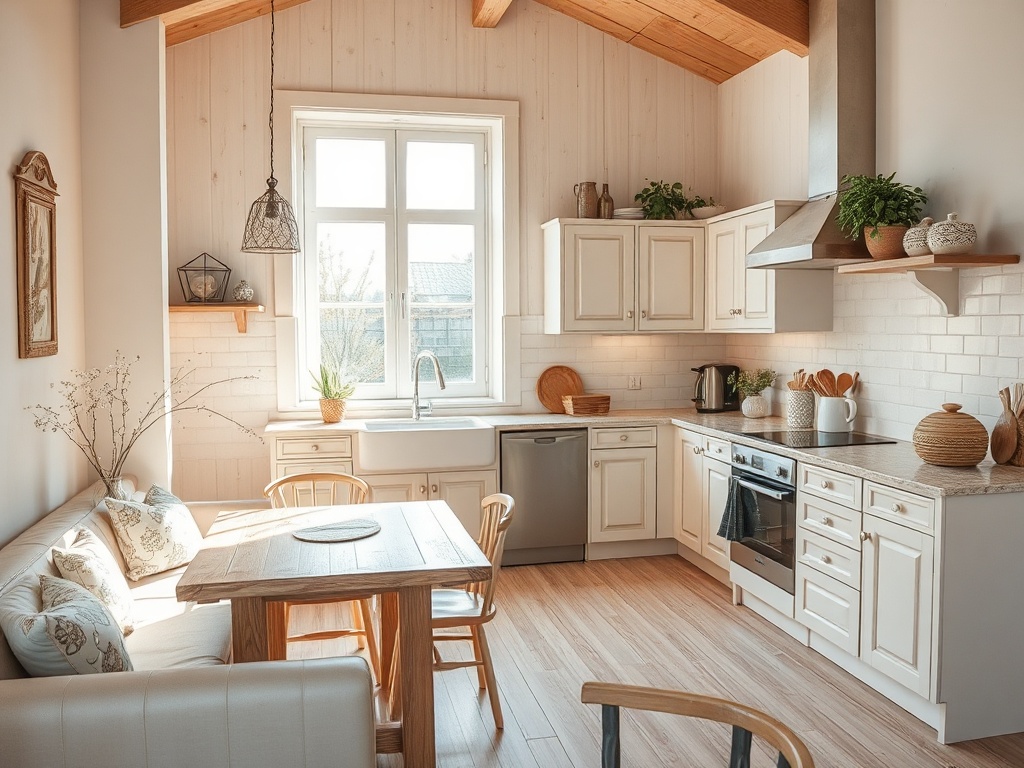 Дизайн кухни в доме из клееного бруса