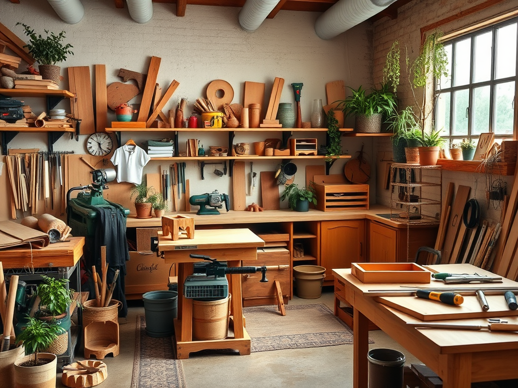 Строительство дома с зоной для работы с древесиной и другими строительными материалами